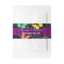 黒と紫パーソナライズされた結婚の 招待状ベリーバンド