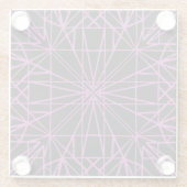 黒と紫/マゼンタの幾何学的な対称性 ガラスコースター (裏面)