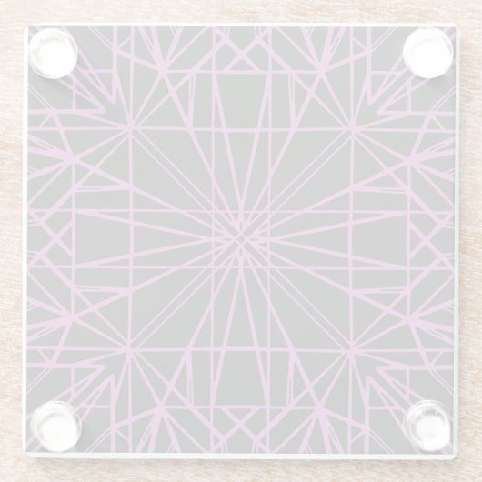 黒と紫/マゼンタの幾何学的な対称性 ガラスコースター (裏面)