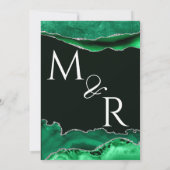 黒と緑のエメラルドグリッターアゲート大理石 招待状 (裏面)