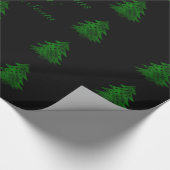 黒と緑のクリスマスツリーパターン追加文字 ラッピングペーパー (角)