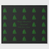 黒と緑のクリスマスツリーパターン追加文字 ラッピングペーパー (フラット)