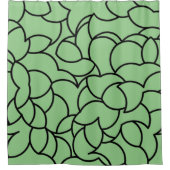 黒と緑のコーミング抽象芸術 シャワーカーテン (正面)