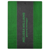 黒と緑のステッチされたレザーフェイク クリップボード (裏面)