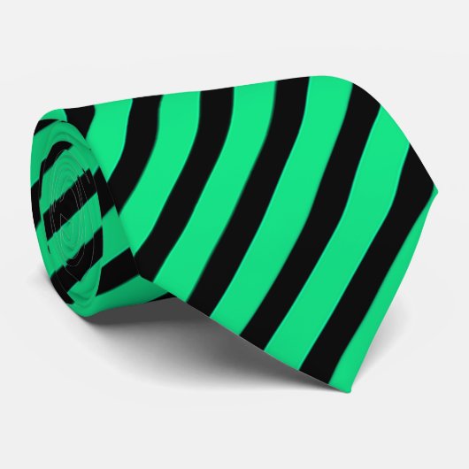 黒と緑のストライプの抽象芸術模様ネックタイ ネクタイ (ロール)