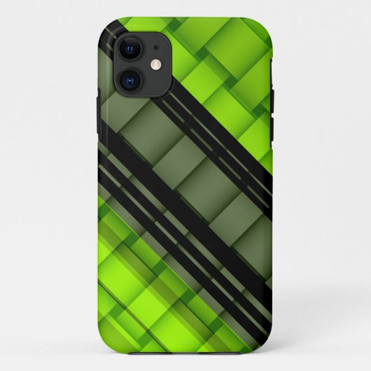 黒と緑のストライプデザイン Case-Mate iPhoneケース (裏面)