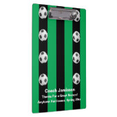 黒と緑のストライプ、サッカーコーチに感謝 クリップボード (右)