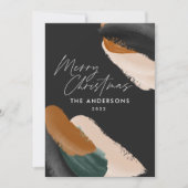 黒と緑のテラコッタ モダン ミニマル 水彩 シーズンカード (正面)