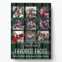 黒と緑のバッファローのプレイドパーソナライズされた9写真