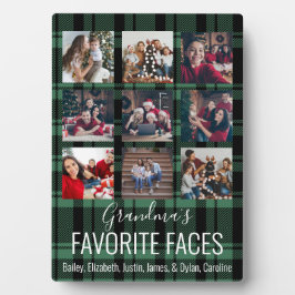 黒と緑のバッファローのプレイドパーソナライズされた9写真 フォトプラーク