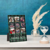 黒と緑のバッファローのプレイドパーソナライズされた9写真 フォトプラーク (側面)