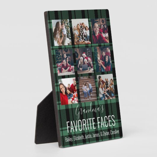 黒と緑のバッファローのプレイドパーソナライズされた9写真 フォトプラーク (側面)