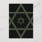 黒と緑のバー（ユダヤ教の）バル・ミツバー披露宴挿入カード エンクロージャーカード (裏面)