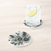 黒と緑のフローラ コースター (側面)