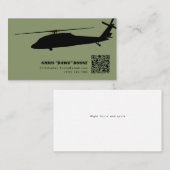 黒と緑のブラックホークモダンヘリコプター 名刺 (正面/裏面)