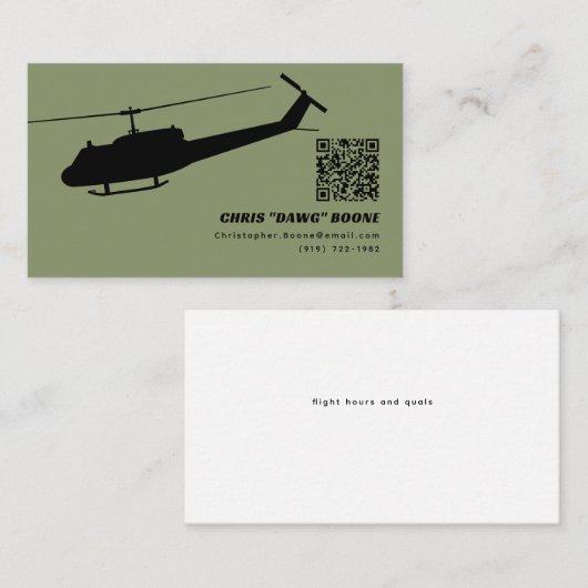 黒と緑のヘイモダンヘリコプター 名刺 (正面/裏面)