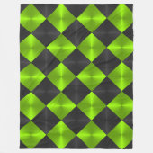 黒と緑のメタリック調の正方形 フリースブランケット (正面)