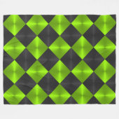 黒と緑のメタリック調の正方形 フリースブランケット (正面(横))