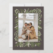 黒と緑のモダンクリスマスファミリーフォトカード 招待状 (正面)