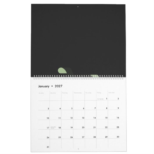 黒と緑のロゴとショッピングカート カレンダー (1月 2027)