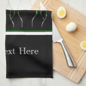 黒と緑のワインボトル バーまたはキッチンタオル キッチンタオル (四つ折り)