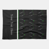 黒と緑のワインボトル バーまたはキッチンタオル キッチンタオル (横)