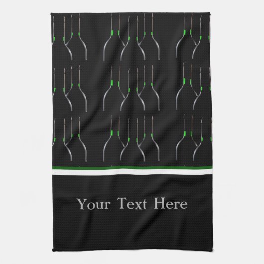 黒と緑のワインボトル バーまたはキッチンタオル キッチンタオル (縦)