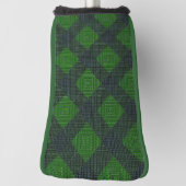 黒と緑の傾斜した正方形またはチェスのスタイル ゴルフヘッドカバー (回転90)