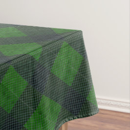 黒と緑の傾斜した正方形またはチェスのスタイル テーブルクロス
