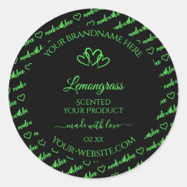 黒と緑の単語クラウド製品ラベルハート ラウンドシール