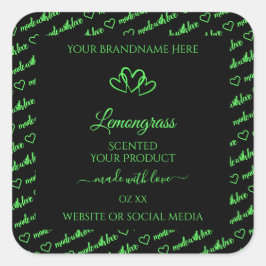 黒と緑の単語 クラウド製品ラベル ハート スクエアシール