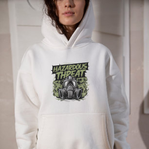 黒と緑の危険な脅威フード付きスウェットシャツSweatshirt パーカ