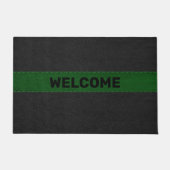 黒と緑の古いヴィンテージレザーイメージ ドアマット (正面)