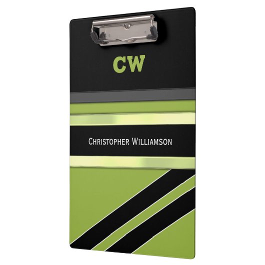 黒と緑の名前の追加イニシャル事務所 クリップボード (左)
