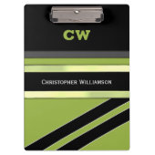 黒と緑の名前の追加イニシャル事務所 クリップボード (正面)