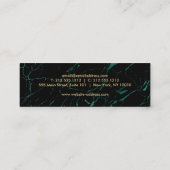 黒と緑の大理石とフェイク金ゴールド文字ミニ スキニー名刺 (裏面)