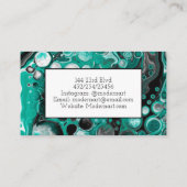 黒と緑の大理石の流体アート 名刺 (裏面)