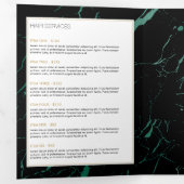 黒と緑の大理石サロンまたは製品パンフレット 三つ折りカード (内部最初)