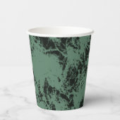 黒と緑の大理石テクスチャパターン 紙コップ (裏面)
