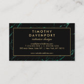 黒と緑の大理石フェイク金ゴールド文字I 名刺 (裏面)