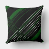 黒と緑の対角線のストライプ クッション (裏面)