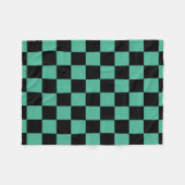 黒と緑の市松模様にフリースブランケット フリースブランケット (正面(横))