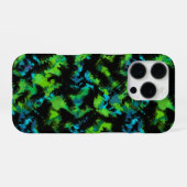 黒と緑の抽象画 iPhoneケース (裏面横)