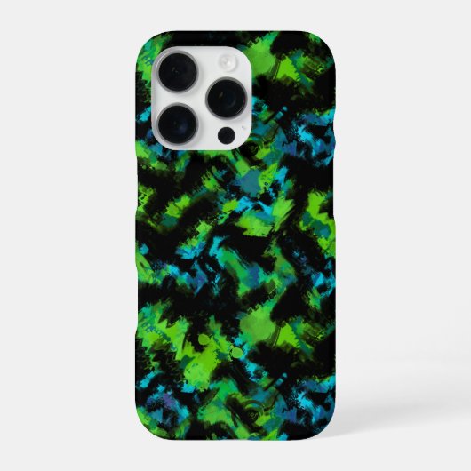黒と緑の抽象画 iPhoneケース (裏面)
