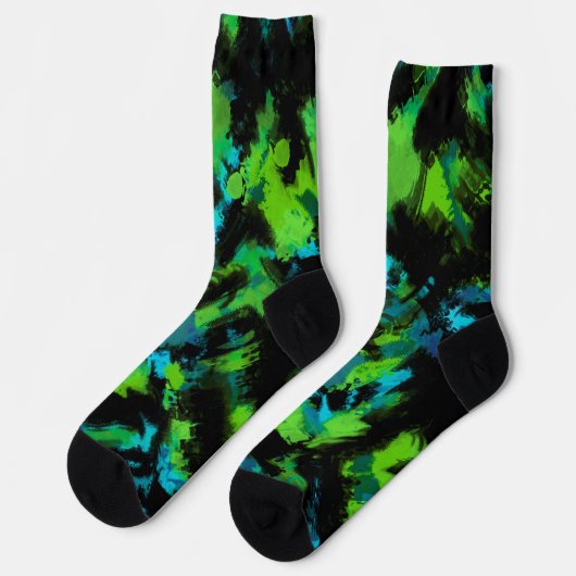 黒と緑の抽象芸術 ソックス (左)