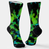 黒と緑の抽象芸術 ソックス (傾斜あり)