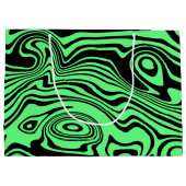 黒と緑の波線のストライプ ギフトバッグ (裏面)