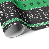黒と緑の泥モダン地模様 ラッピングペーパー (ロールコーナー)