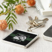 黒と緑の渦巻形のフローラの結婚キーチェーン キーホルダー (側面)