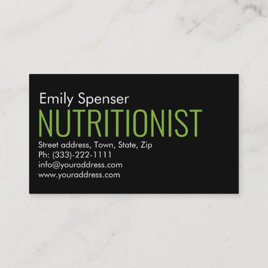 黒と緑の縁ど健康生活/カード 名刺 (裏面)